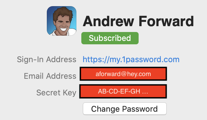 1password secret information