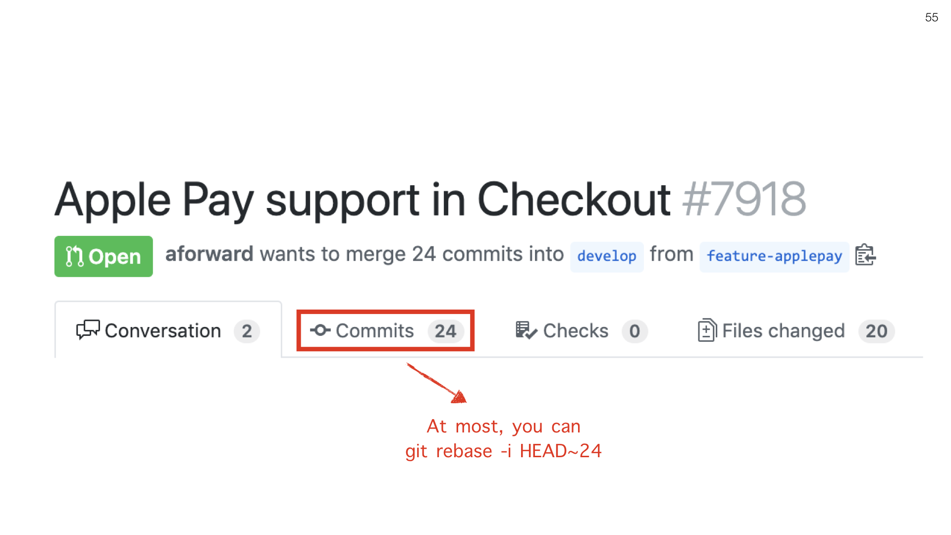 git rebase -i HEAD~25 slide 55