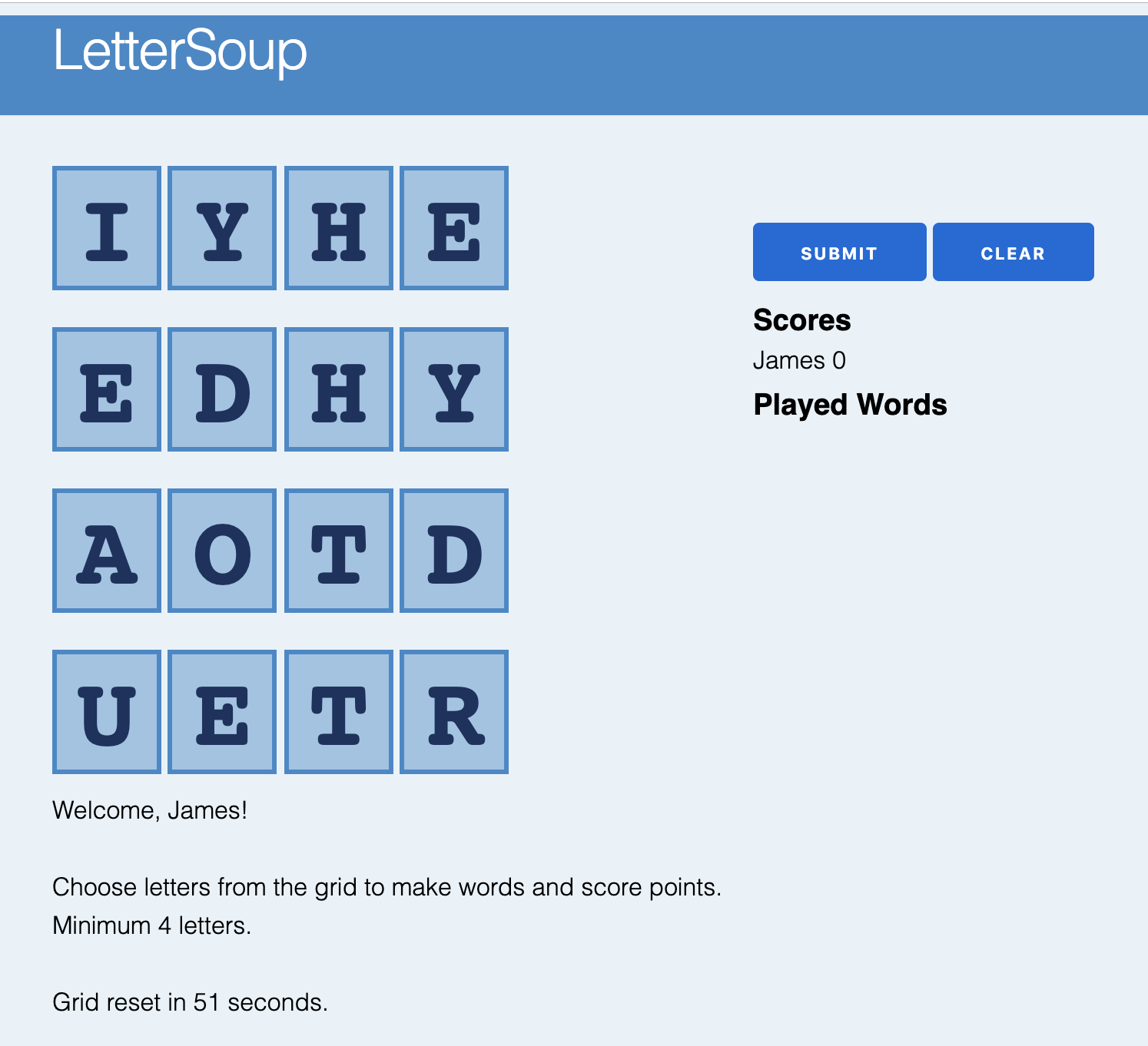 Boggle Game (Soup)